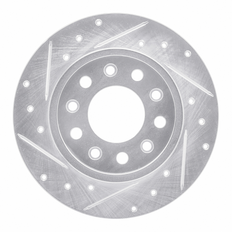 Dodge DART Brake Rotor (1) - Rear Left - R1 Concepts - Drilled & Slotted - Silver - `13-`16